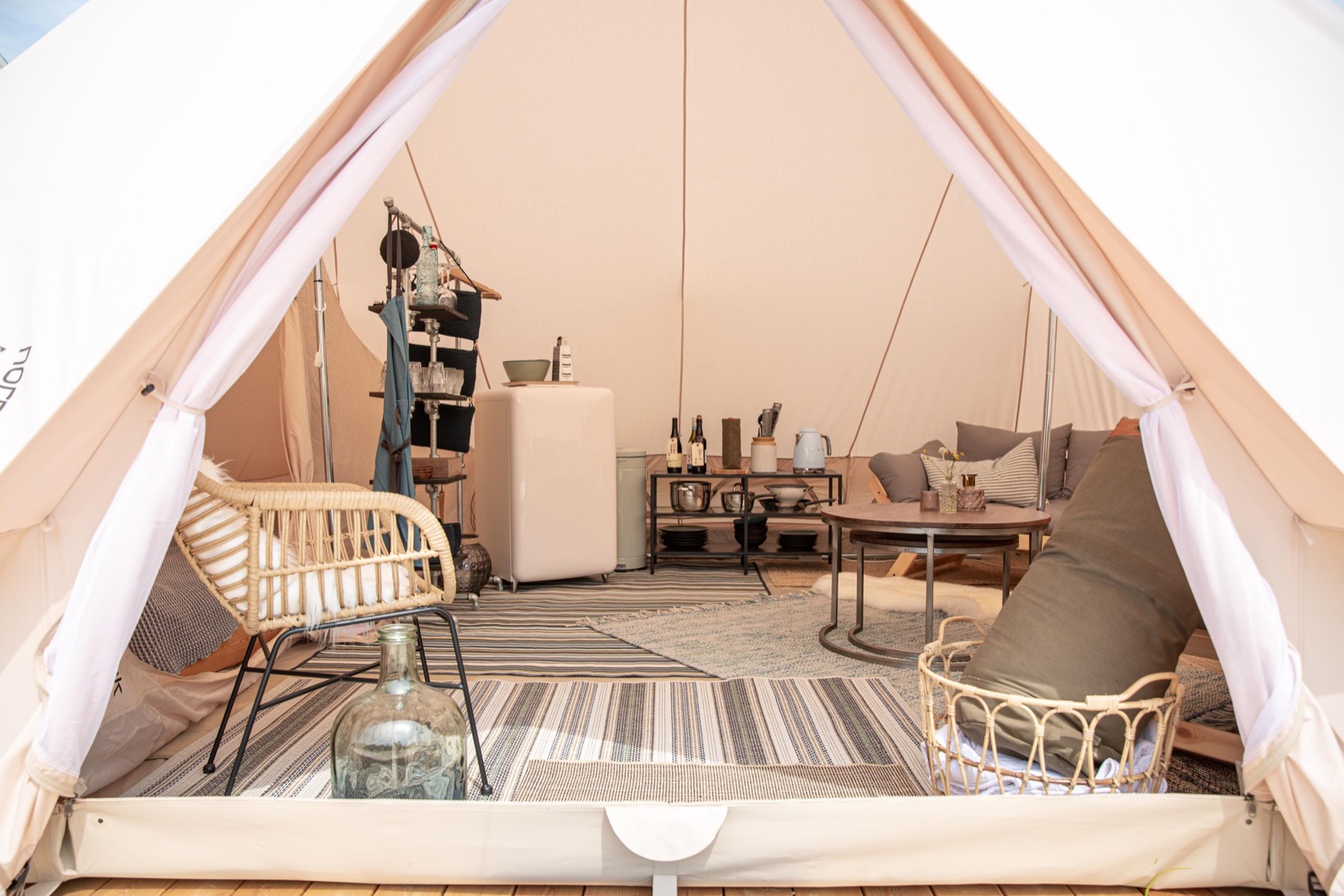 Glampingtelt på Rødgaard Camping - interiør